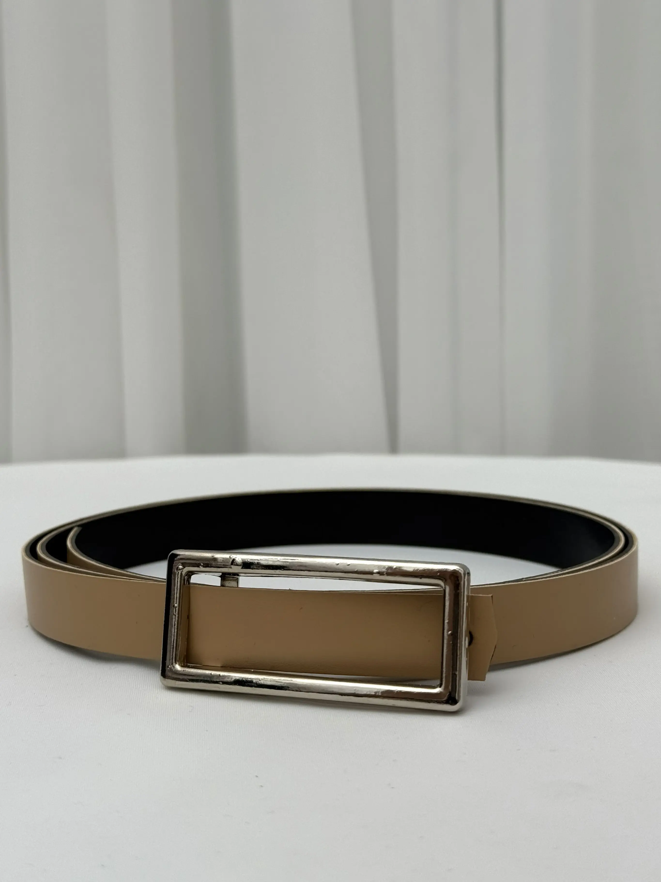 کمربند چرم دو سانتی سگک مستطیل